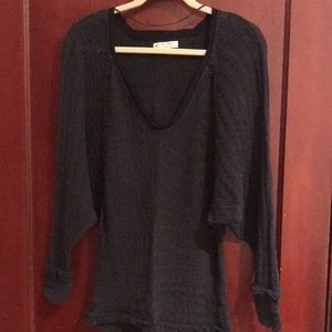 Free People knitted off-the-shoulder sweater - navy, size XS.